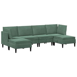 vidaXL Wohnzimmergarnitur mit Kissen mit Speicher 6 pcs Meergr&uuml;n Samt