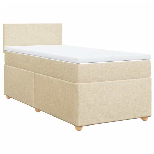 vidaXL Boxspringbett mit Matratze Creme 90x200 cm Stoff