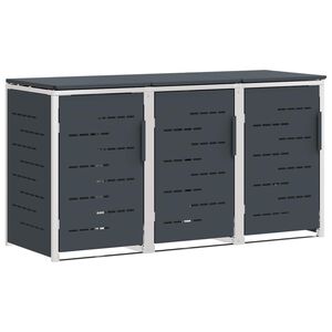 vidaXL M&uuml;lltonnenbox for 3 Bins 240L Edelstahl Anthrazit