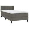 vidaXL Boxspringbett mit Matratze Dunkelgrau 90x200 cm Samt