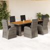 vidaXL 7-tlg. Garten-Essgruppe mit Kissen Grau Poly Rattan