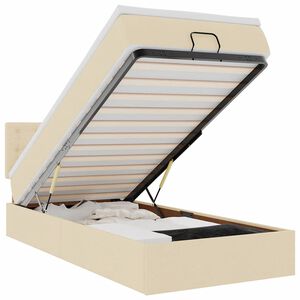 vidaXL Ottoman-Bett mit Matratze & LEDs Creme 100x200 cm Stoff