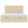 vidaXL Ottoman-Bett mit Matratzen Creme 180x200 cm Stoff