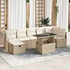 vidaXL Garten-Sofa-Set mit Kissen mit Speicher 8 pcs Beige Poly Rattan
