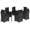 vidaXL 7-tlg. Garten-Essgruppe mit Kissen Schwarz Poly Rattan