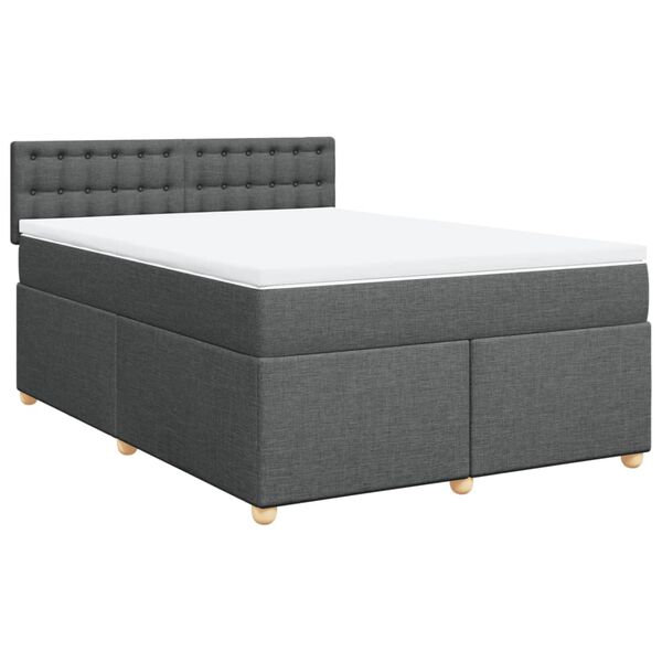 vidaXL Boxspringbett mit Matratze Dunkelgrau 140x200 cm Stoff