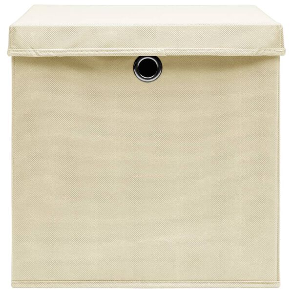 vidaXL Aufbewahrungsboxen mit Deckeln 10 Stk. 28x28x28 cm Creme