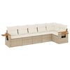 vidaXL 6-tlg. Garten-Sofagarnitur mit Kissen Beige Poly Rattan