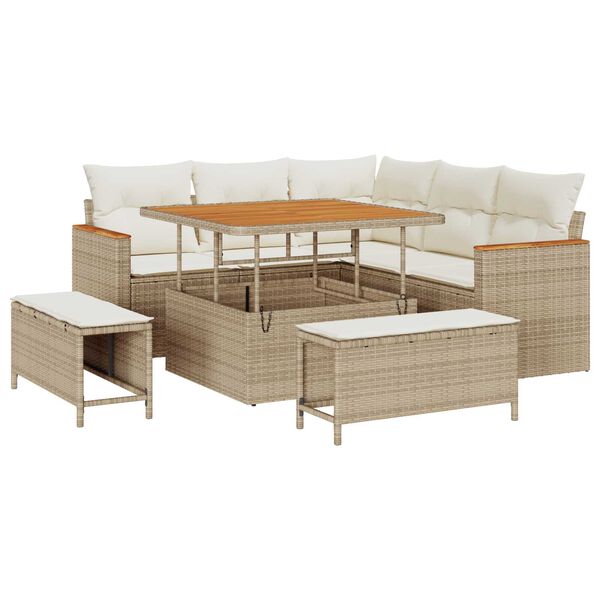 vidaXL Gartensofa-set 8 pcs Beige Poly-Rattan