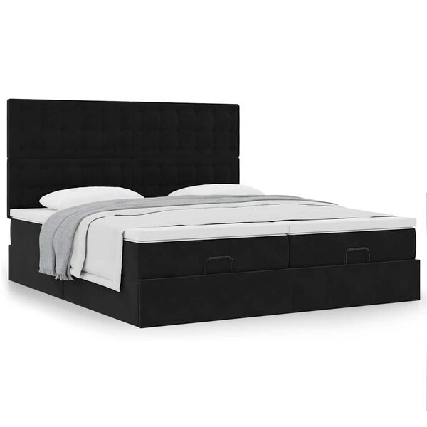 vidaXL Ottoman-Bett mit Matratzen Schwarz 180x200 cm Samt