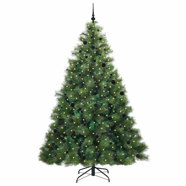 vidaXL K&uuml;nstlicher Weihnachtsbaum mit 300 LEDs Gr&uuml;n 240 cm PE und PVC