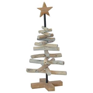 vidaXL Weihnachtsbaum mit St&auml;nder Braun 60 cm Massivholz Teak