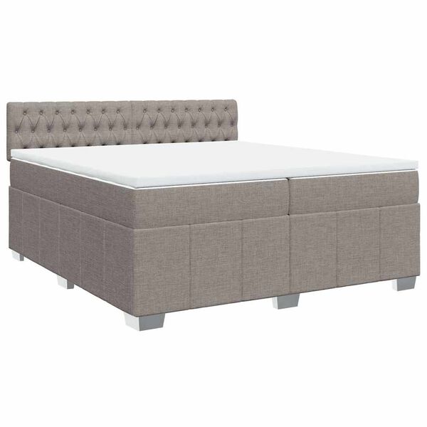 vidaXL Boxspringbett mit Matratze Taupe 200x200 cm Stoff