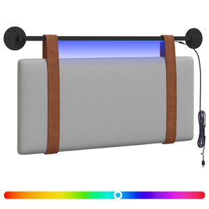 vidaXL H&auml;ngendes Kopfteil Mit LED Licht Wolkengrau Antikes PU