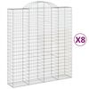 vidaXL Gabionen mit Hochbogen 8 Stk. 200x50x220/240cm Verzinktes Eisen