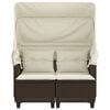 vidaXL Gartensofa 2-Sitzer mit Dach und Hockern Braun Poly Rattan