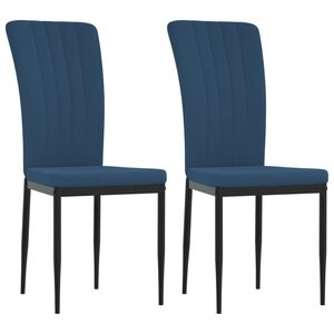 vidaXL Esszimmerst&uuml;hle 2 Stk. Blau Samt