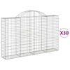 vidaXL Gabionen mit Hochbogen 30Stk. 200x30x120/140cm Verzinktes Eisen