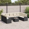 vidaXL Sofa Set mit Kissen 10 pcs Schwarz Poly Rattan