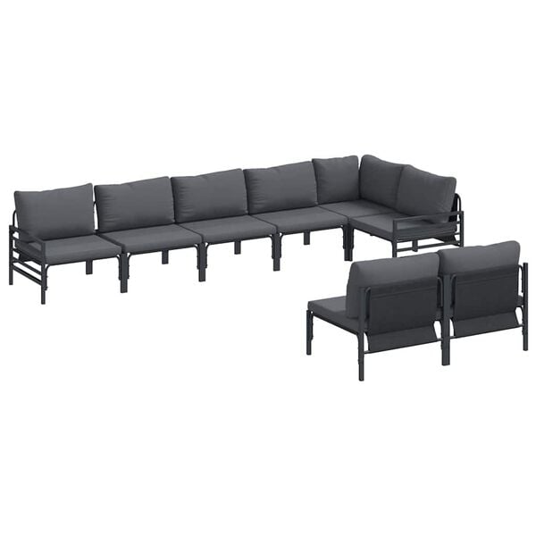 vidaXL Garten-Sofa-Set mit Kissen 8 pcs Anthrazit Stahl