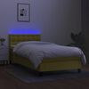 vidaXL Boxspringbett mit Matratze & LED Gr&uuml;n 90x190 cm Stoff