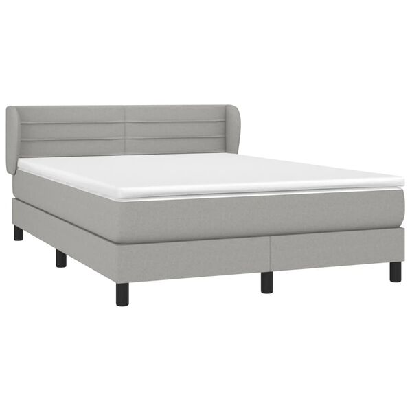 vidaXL Boxspringbett mit Matratze Hellgrau 140x190 cm Stoff