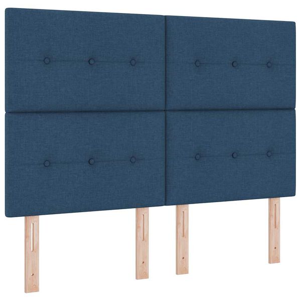 vidaXL Boxspringbett mit Kopfteil Blau 140 x 190 cm Stoff