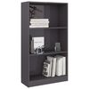 vidaXL B&uuml;cherregal 3 F&auml;cher Hochglanz-Grau 60x24x109 cm Holzwerkstoff