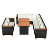 vidaXL 5-tlg. Garten-Lounge-Set mit Kissen Poly Rattan Schwarz