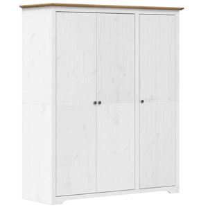 vidaXL Kleiderschrank BODO Wei&szlig; und Braun 146x53,5x173 cm Kiefernholz