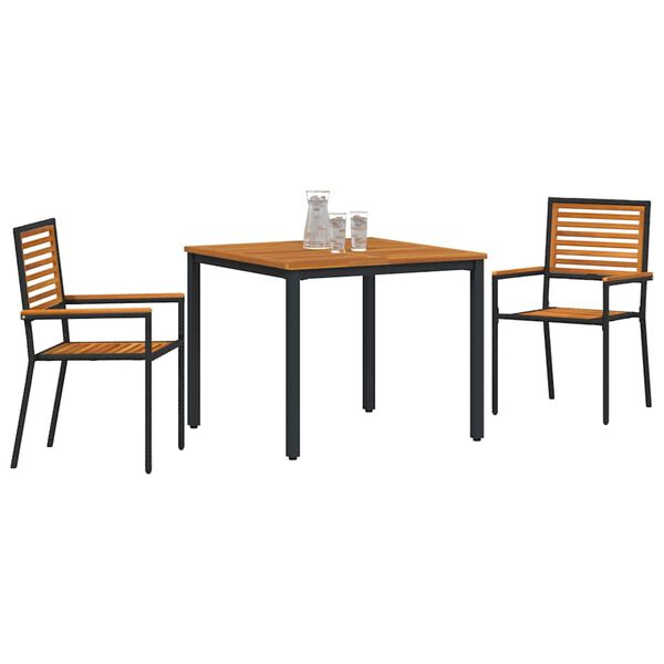 vidaXL Garten Essgruppe 3 pcs Schwarz und Braun Poly-Rattan