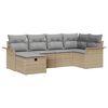vidaXL Gartensofa-set mit Kissen mit Speicher 6 pcs Poly Rattan