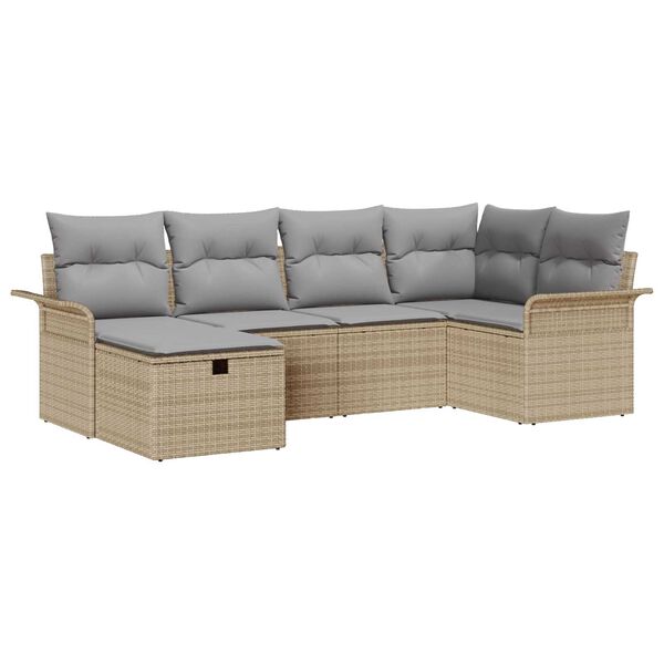 vidaXL Gartensofa-set mit Kissen mit Speicher 6 pcs Poly Rattan