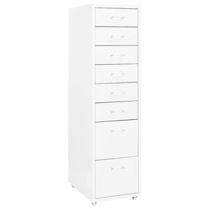 vidaXL Aktenschrank mit Rollen Wei&szlig; 28x41x109 cm Metall