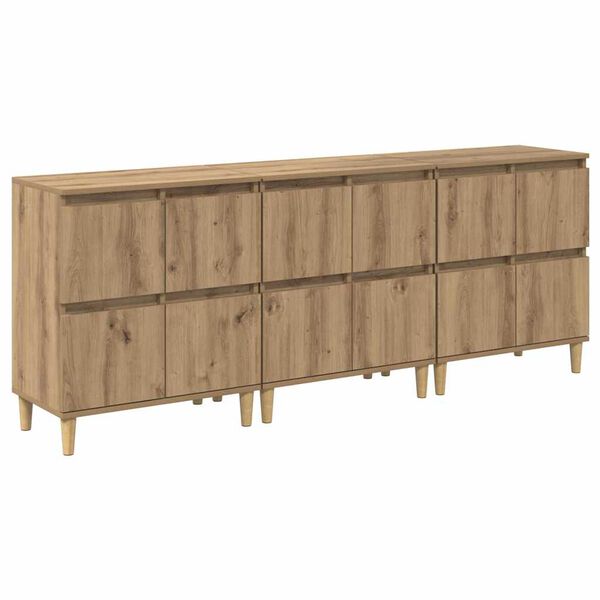 vidaXL Sideboards 3 pcs Artisan-Eiche 60 x 35 x 70 cm Holzwerkstoff