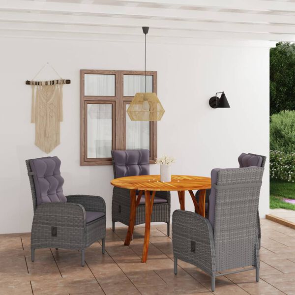 vidaXL 5-tlg. Garten-Essgruppe Schwarz