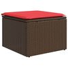vidaXL Gartenhocker mit Kissen Braun 55x55x37 cm Poly Rattan