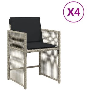 vidaXL Gartenst&uuml;hle mit Kissen 4 Stk. Hellgrau Poly Rattan