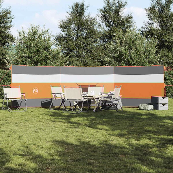 vidaXL Camping-Windschutz Grau und Orange 508x130 cm Wasserdicht