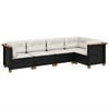 vidaXL 5-tlg. Garten-Sofagarnitur mit Kissen Schwarz Poly Rattan