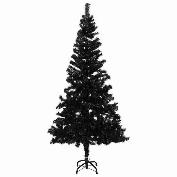 vidaXL K&uuml;nstlicher Weihnachtsbaum Beleuchtung & Kugeln Schwarz 180 cm