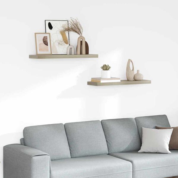 vidaXL Schweberegale 2 Stk. Eiche-Optik 80x23,5x3,8 cm MDF