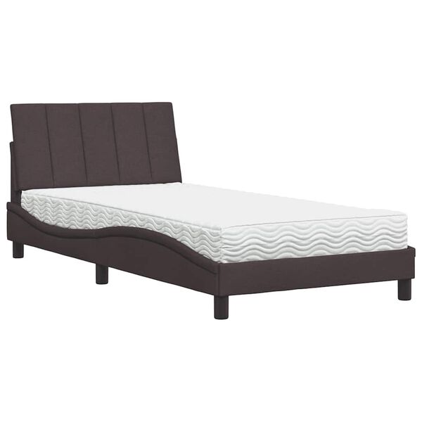 vidaXL Bett mit Matratze "Hanko" Dunkelbraun 100x200 cm Stoff