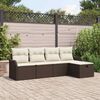 vidaXL Garten-Sofa-Set mit Kissen 5 pcs Braun und Creme Poly Rattan
