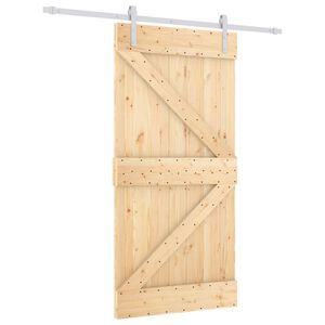 vidaXL Schiebet&uuml;r Nat&uuml;rlich und Wei&szlig; 100 x 210 cm Massives Kiefernholz