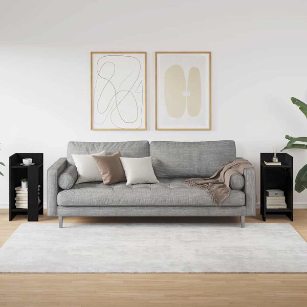 vidaXL Beistelltische 2 Stk. mit Ablage Schwarz 25,5x27x60 cm