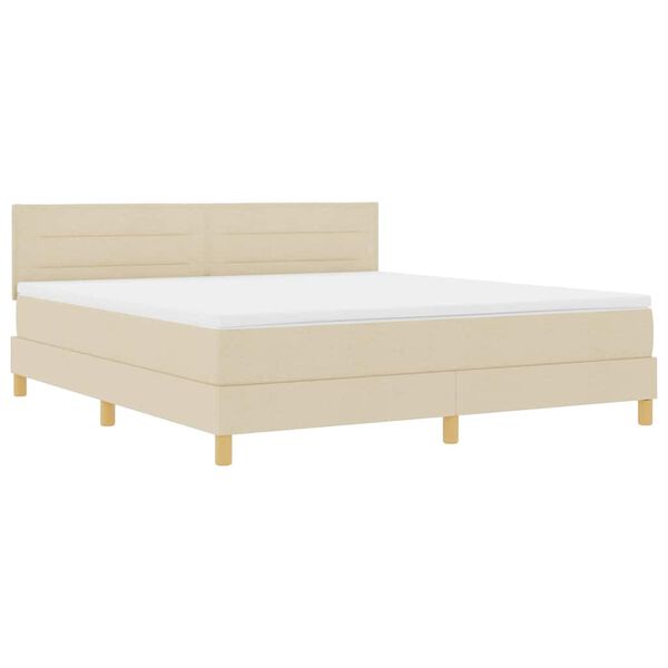 vidaXL Boxspringbett mit Matratze Creme 180 x 200 cm Stoff