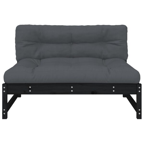 vidaXL Mittelsofa Schwarz 120x80 cm Massivholz Kiefer