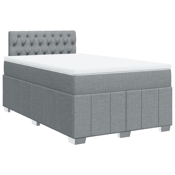 vidaXL Boxspringbett mit Matratze Hellgrau 120x190 cm Stoff
