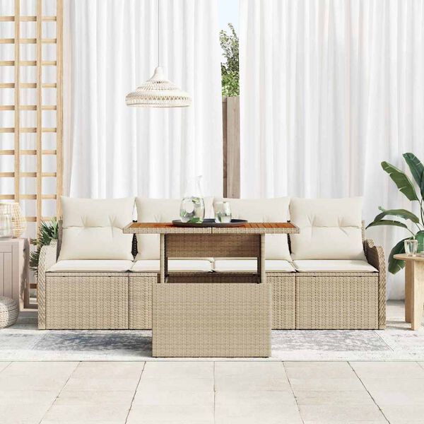 vidaXL Garten-Sofa-Set mit Kissen 5 pcs Beige und Creme